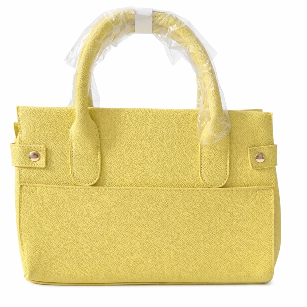 Bebe Evie Yellow Structured Satchel Handbag – Gold Hardware - Picture 3 of 7